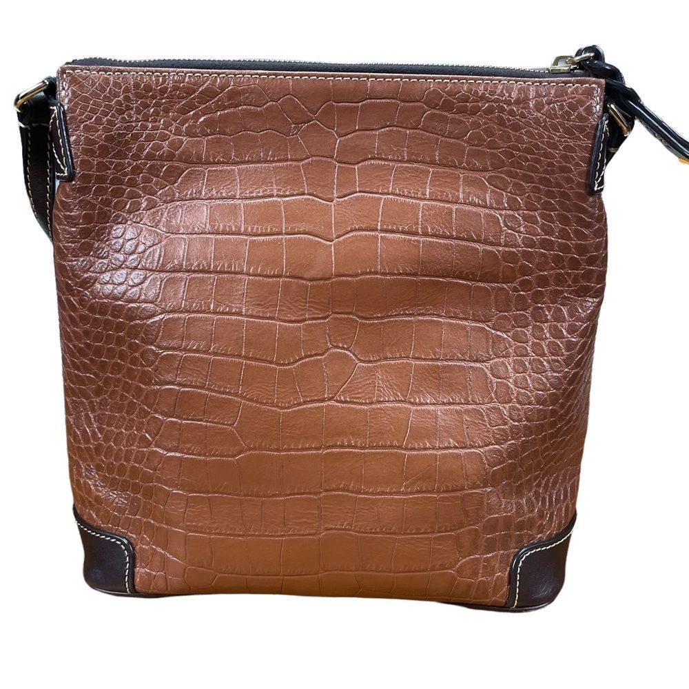 Dooney & Bourke Brown Croc Embossed Leather Medium Shoulder Bag K9106788 - Picture 6 of 15